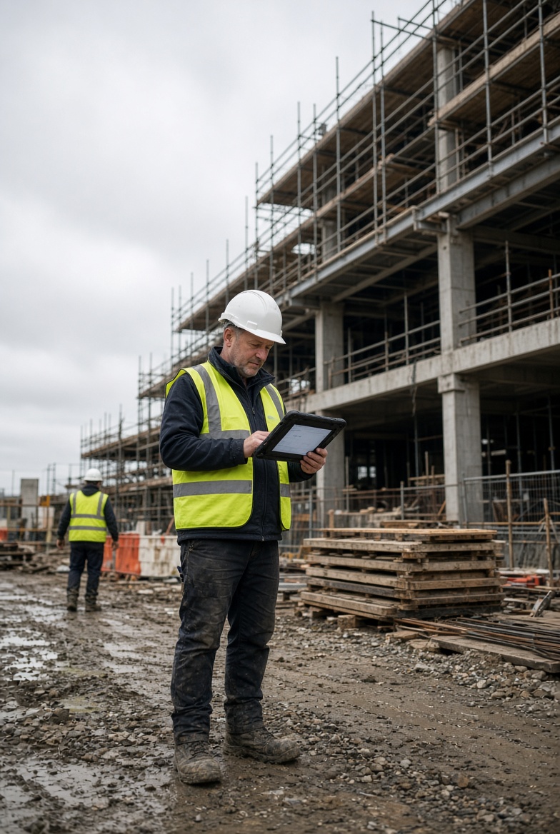Site manager using SiteStrata on a live construction job